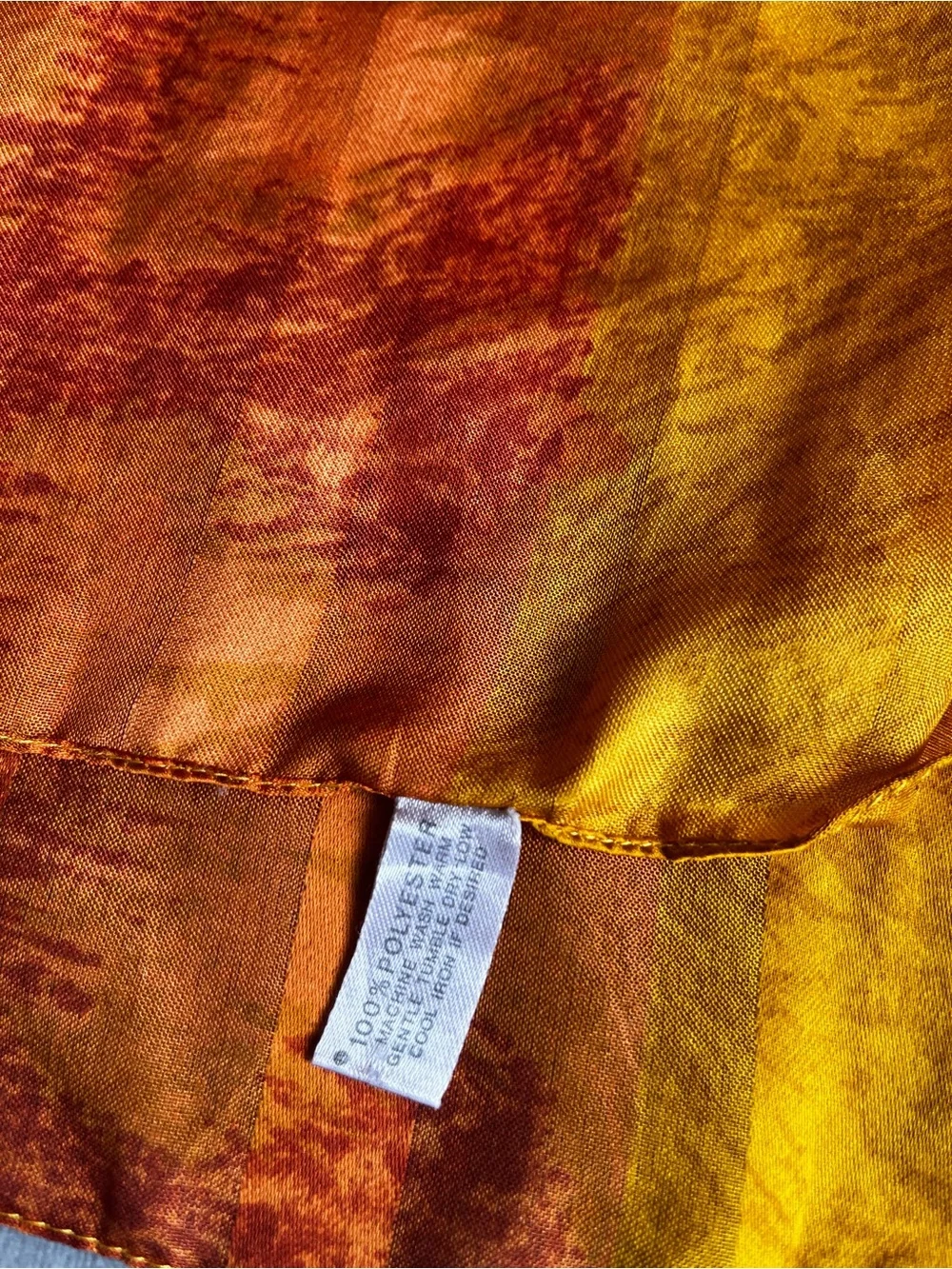 Vibrant Yellow & Burnt Orange Satin Scarf - Picture 3 of 5